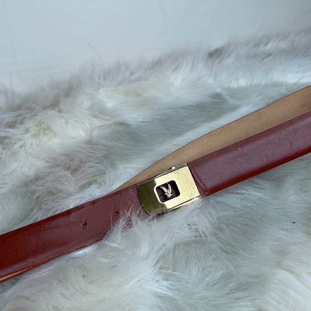 Vintage Camel brown Leather Belt with Gold Buckle